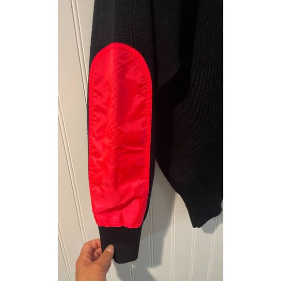 Vintage Meister Black & Red Wool/Acrylic Half-Zip Sweater With Pocket - Picture 3 of 10